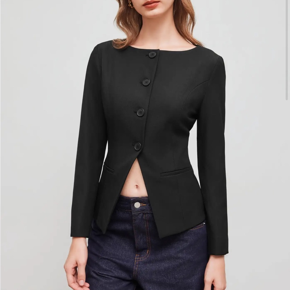 Cider Black Boatneck Blazer Top - Picture 2 of 8
